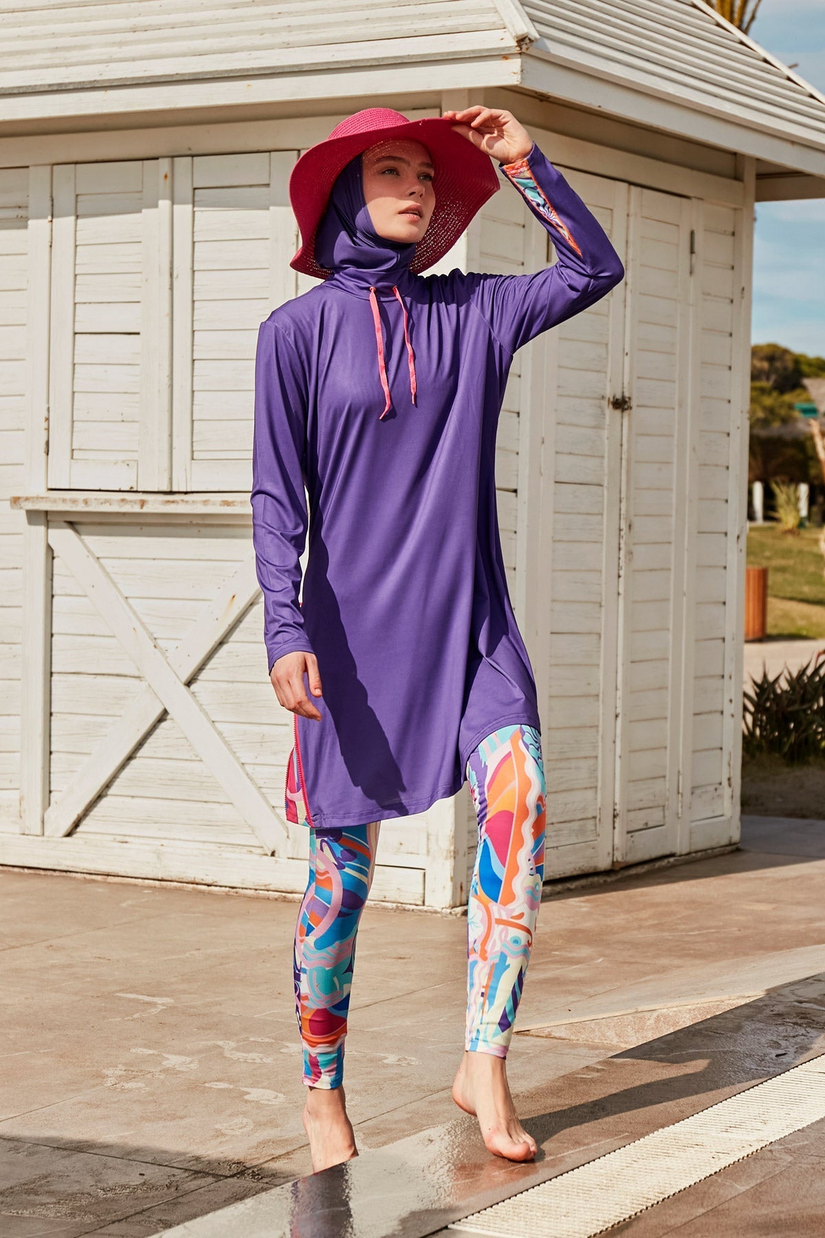 Lycra Purple Burkini Modest Swimwear M2496