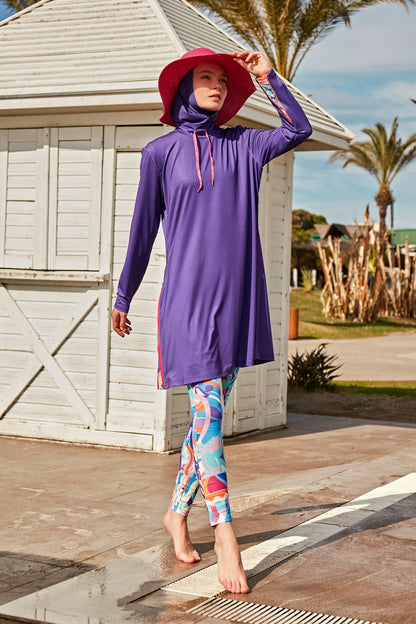 Lycra Purple Burkini Modest Swimwear M2496