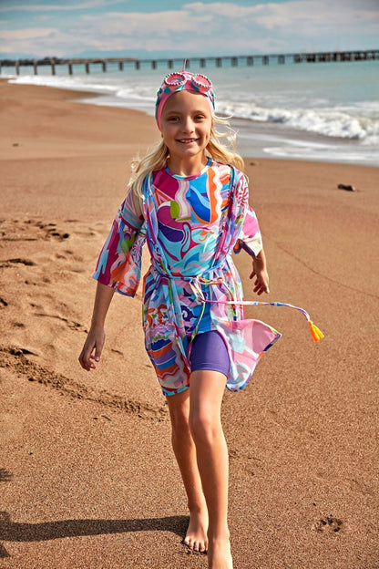Colorful Stretchy Modest Girls' Swimsuit K2409