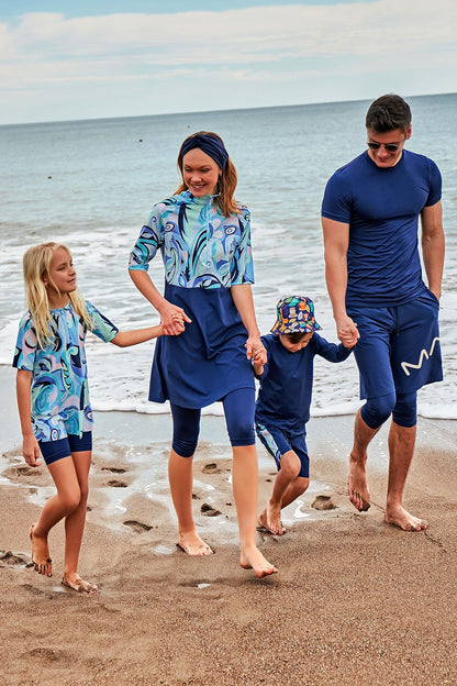Woven Navy Half Coverage Swimsuit M2460