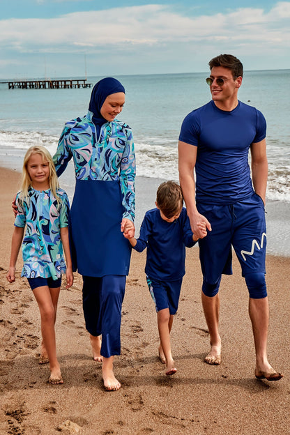 Woven Navy Burkini Modest Swimwear M2498