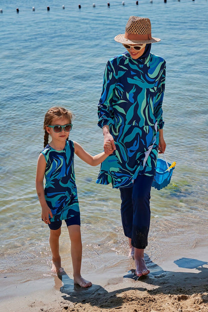 Lycra Navy Kids Swimsuit K2334