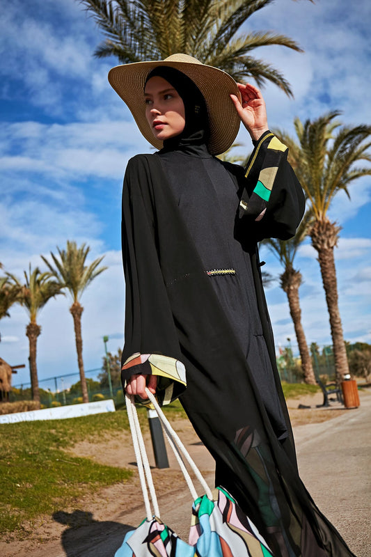 Black Pareo Kimono P2408