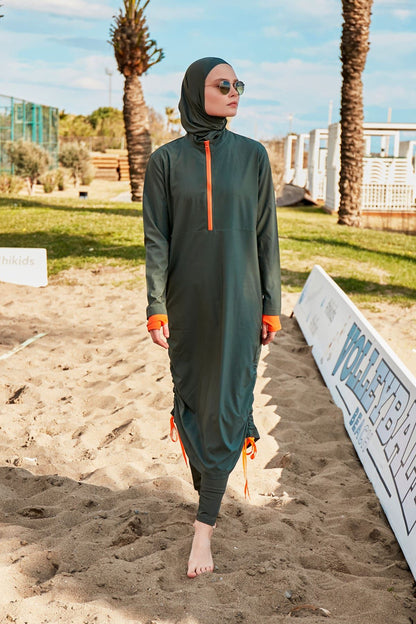 Woven Khaki Burkini Modest Swimwear M2413