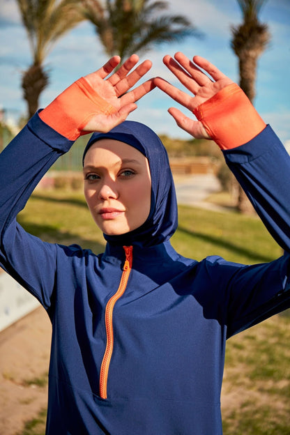 Woven Navy Burkini Modest Swimwear M2412