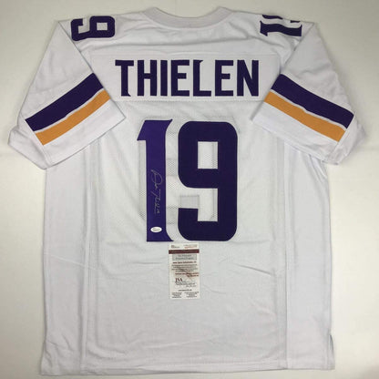 Autographed/Signed Adam Thielen Minnesota White Football Jersey JSA COA
