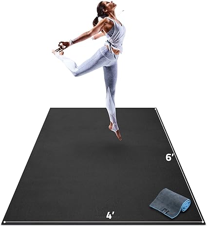 Gorilla Mats Premium Large Yoga Mat Š—– 6' x 4' x 8mm Extra Thick & Ultra Comfortable, Non-Slip Barefoot Exercise Mat Š—– Works Great on Any Floor for Stretching, Cardio or Home Workouts