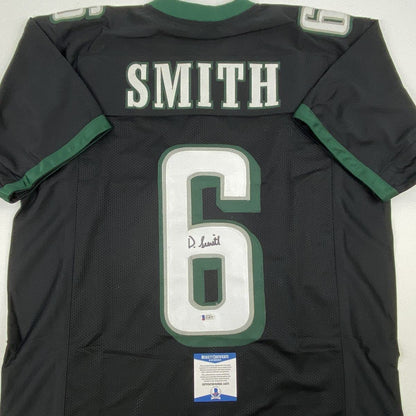 Autographed/Signed Devonta Smith Philadelphia Black Football Jersey Beckett BAS COA