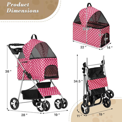 Luxury Foldable Pet Stroller – Breathable & Travel-Friendly