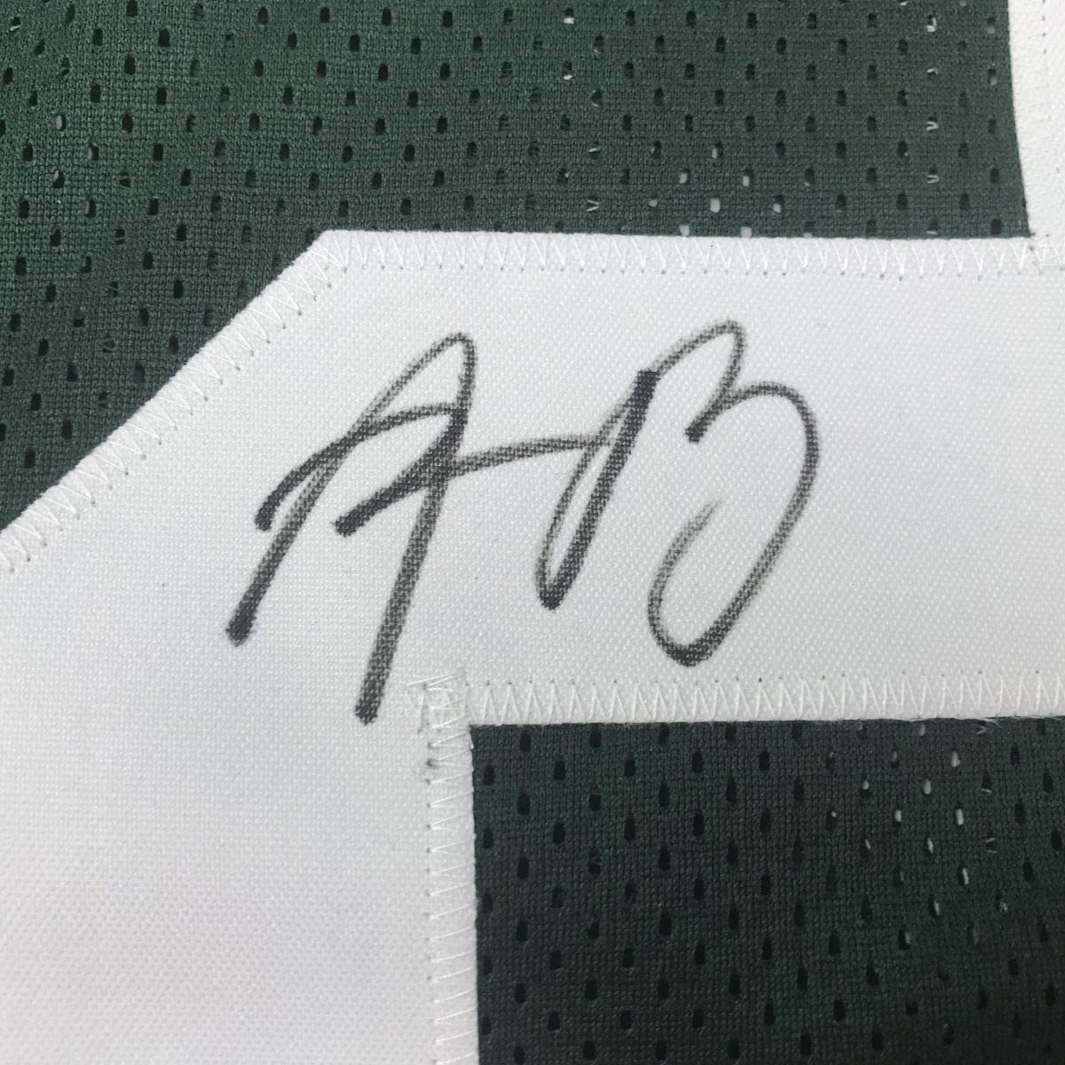Autographed/Signed Aaron Rodgers Green Bay Green Football Jersey JSA COA
