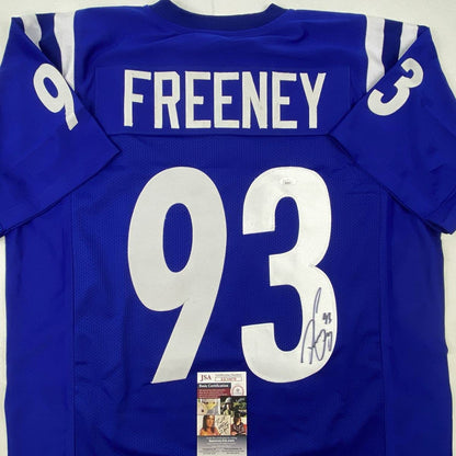 Autographed/Signed Dwight Freeney Indianapolis Blue Football Jersey JSA COA