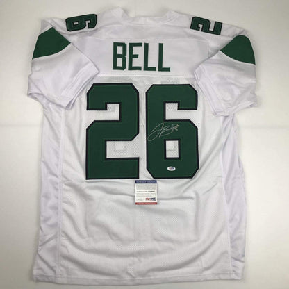 Autographed/Signed Le'Veon LeVeon Bell New York White Football Jersey PSA/DNA COA