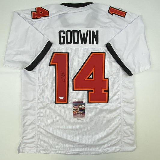 Autographed/Signed Chris Godwin #14 Tampa Bay White Football Jersey JSA COA