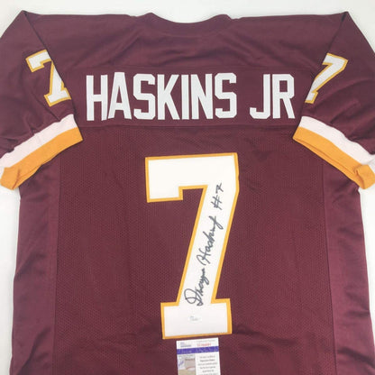 Autographed/Signed Dwayne Haskins Jr. Washington Burgundy Football Jersey JSA COA