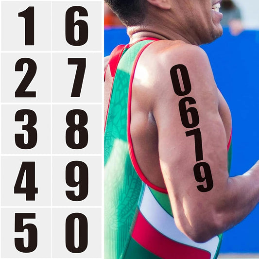 50pc Race Number Temporary Tattoos for Triathlon