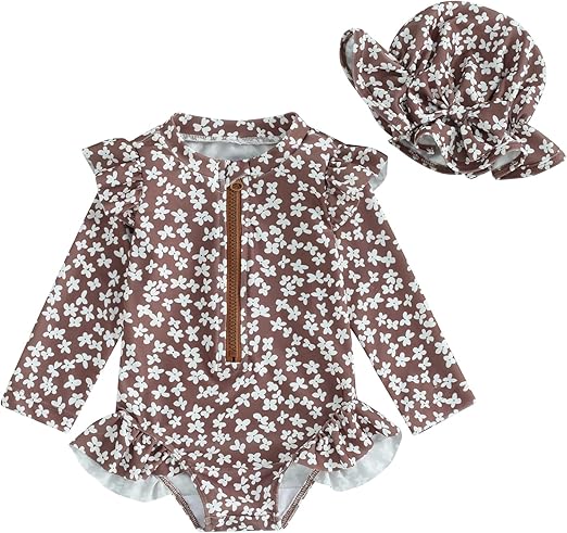 Baby Girl Swimsuit Rash Guard Floral Ruffle Swimwear Toddler Infant Summer Beach wear