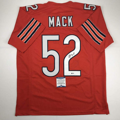 Autographed/Signed Khalil Mack Chicago Orange Football Jersey Beckett BAS COA