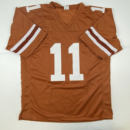 Autographed/Signed Sam Ehlinger Texas Orange College Football Jersey JSA COA