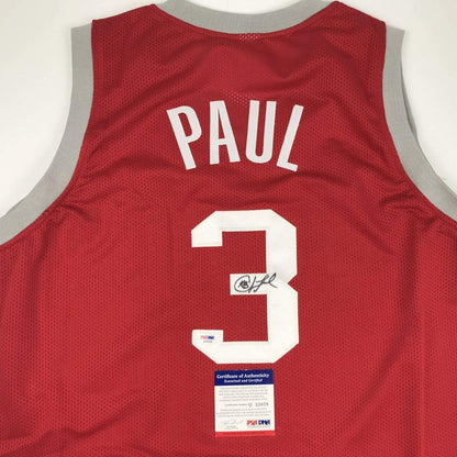 Autographed/Signed Chris Paul Houston Red Basketball Jersey PSA/DNA COA