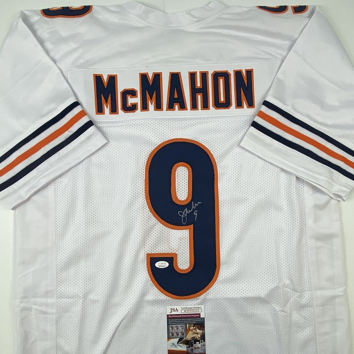 Autographed/Signed Jim McMahon Chicago White Football Jersey JSA COA