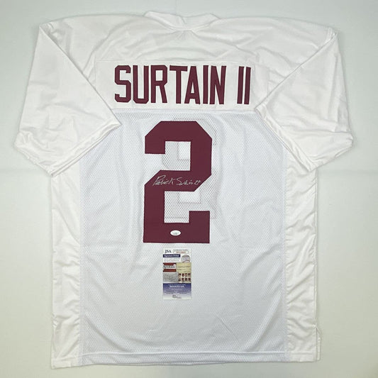 Autographed/Signed Patrick Surtain II Alabama White College Football Jersey JSA COA