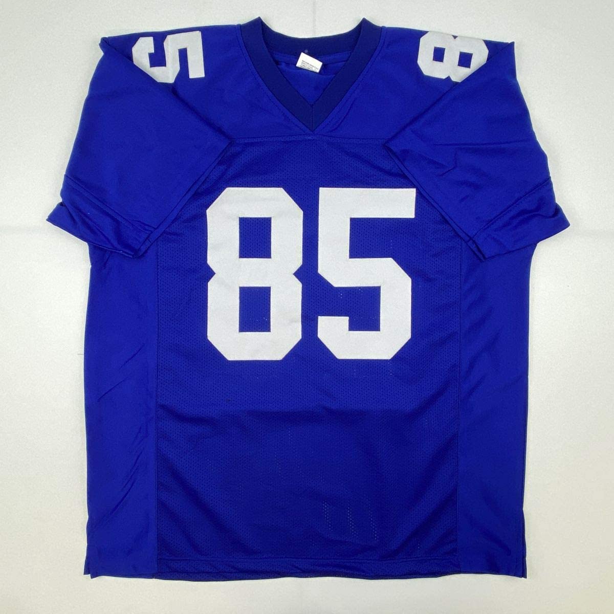 Autographed/Signed David Tyree New York Blue Football Jersey JSA COA
