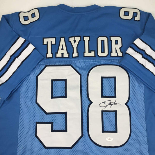 Autographed/Signed Lawrence Taylor North Carolina Blue College Football Jersey JSA COA Holo Only
