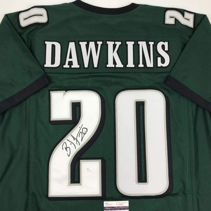 Autographed/Signed Brian Dawkins Philadelphia Green Football Jersey JSA COA