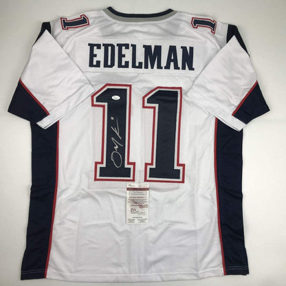Autographed/Signed Julian Edelman New England White Football Jersey JSA COA
