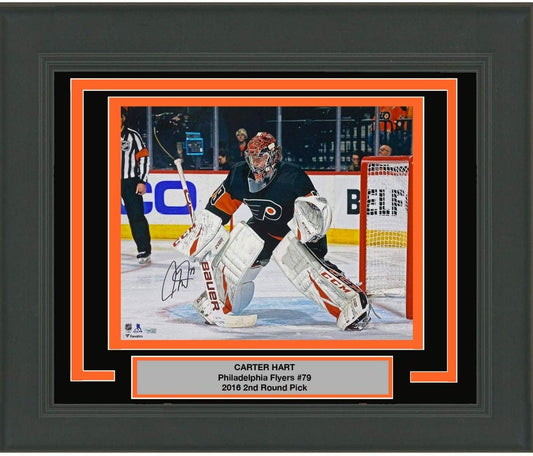 Framed Autographed/Signed Carter Hart Philadelphia Flyers 16x20 Hockey Photo Fanatics COA