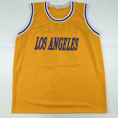 Autographed/Signed Dennis Rodman Los Angeles LA Yellow Basketball Jersey JSA COA