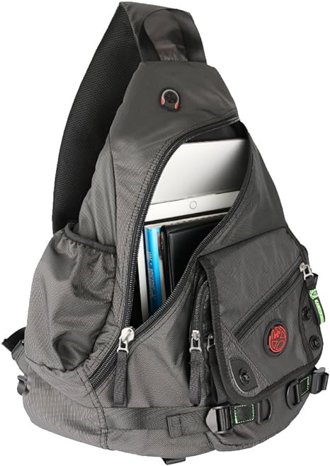 Large Sling Bag Laptop Backpack Cross Body Messenger Bag Shoulder Travel Rucksack (A-Black)