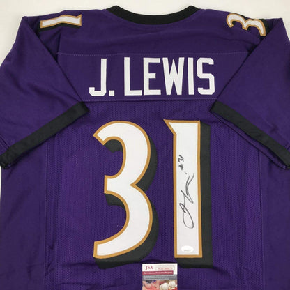 Autographed/Signed Jamal Lewis Baltimore Purple Football Jersey JSA COA