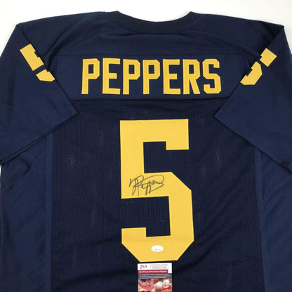 Autographed/Signed Jabrill Peppers Michigan Blue College Football Jersey JSA COA
