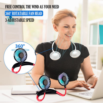 Neck Fan, USB Rechargeable Battery Personal Portable Fan Hands Free 10 Hours NEW