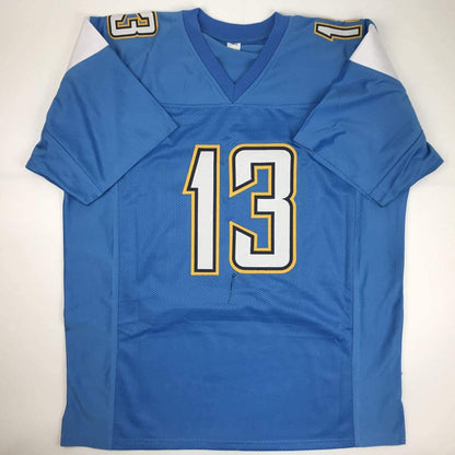Autographed/Signed Keenan Allen Los Angeles LA Powder Blue Football Jersey JSA COA
