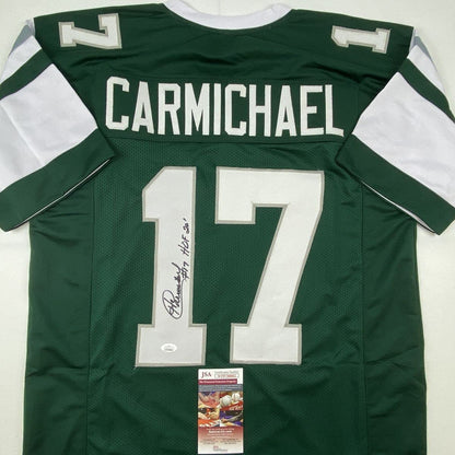 Autographed/Signed Harold Carmichael HOF 20 Philadelphia Green Football Jersey JSA COA