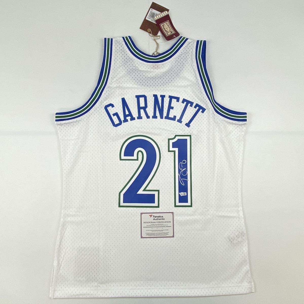 Autographed/Signed Kevin Garnett Minnesota Timberwolves White Authentic Mitchell & Ness Basketball Jersey Fanatics COA