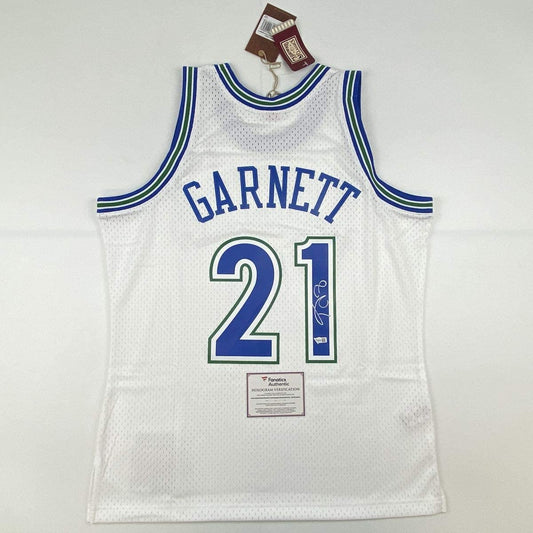 Autographed/Signed Kevin Garnett Minnesota Timberwolves White Authentic Mitchell & Ness Basketball Jersey Fanatics COA