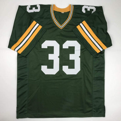 Autographed/Signed Aaron Jones Green Bay Green Football Jersey JSA COA