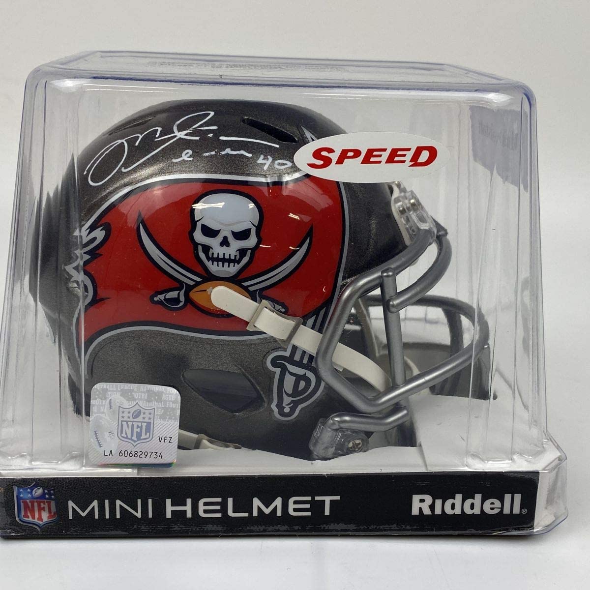 Autographed/Signed Mike Alstott Tampa Bay Buccaneers Mini Football Helmet PSA/DNA COA
