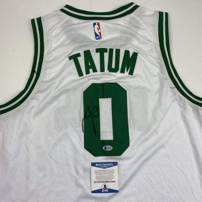 Autographed/Signed Jayson Tatum Boston White Basketball Jersey Beckett BAS COA