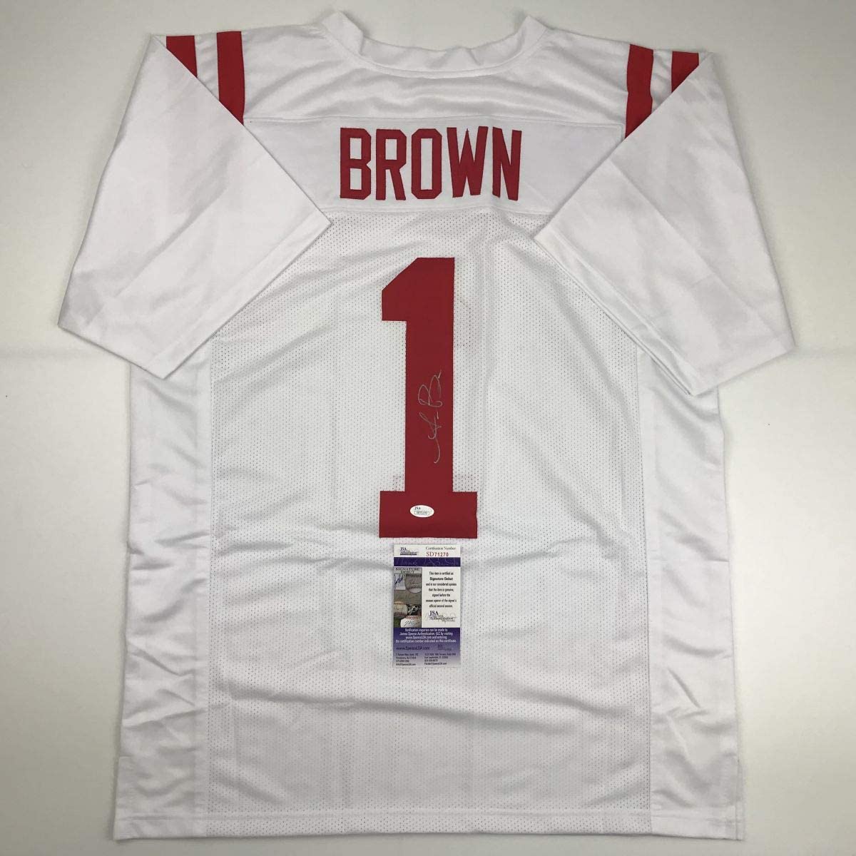 Autographed/Signed AJ A.J. Brown Ole Miss White College Football Jersey JSA COA