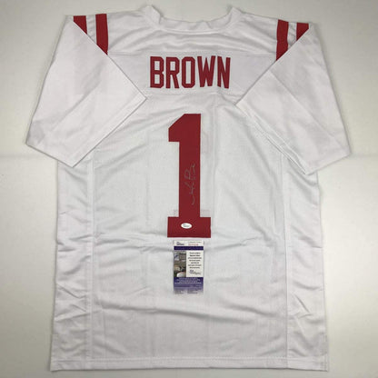 Autographed/Signed AJ A.J. Brown Ole Miss White College Football Jersey JSA COA