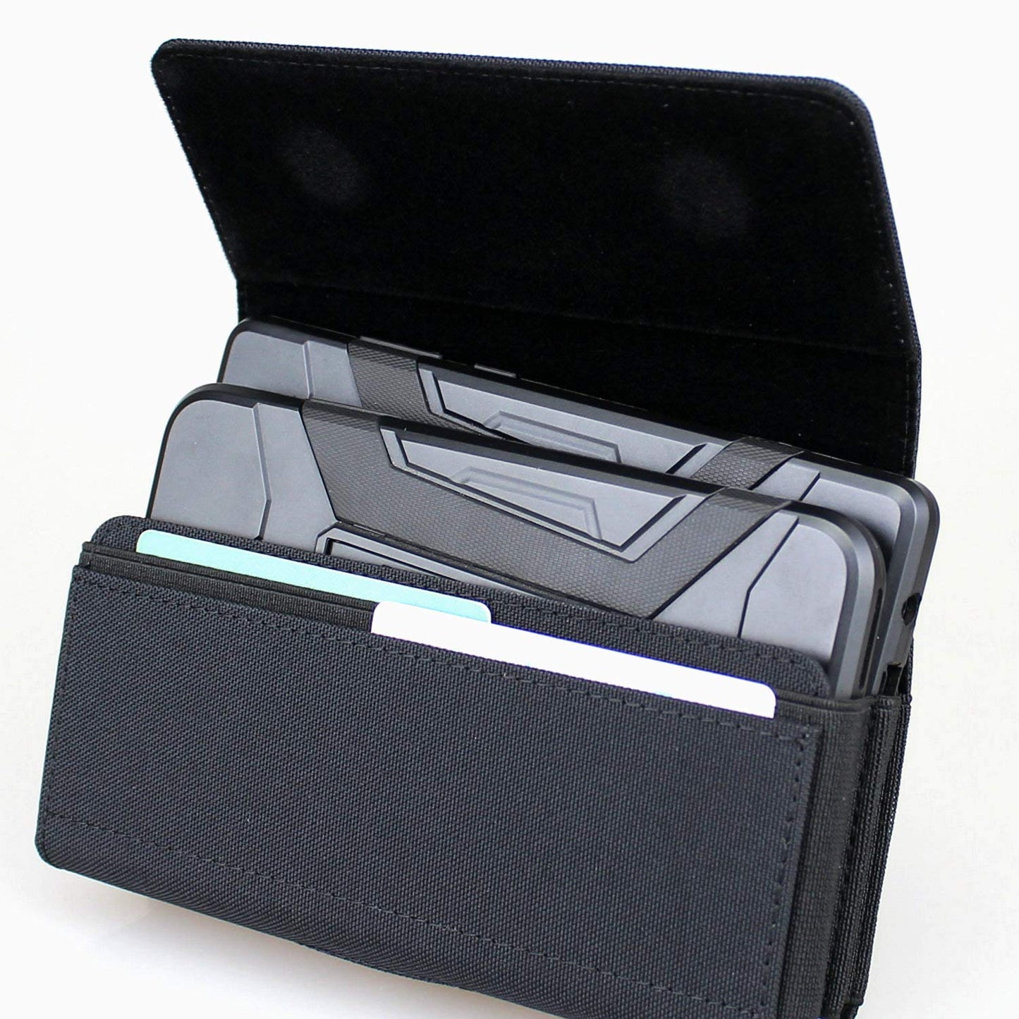 aubaddy Dual Phone Holster Pouch Case for 2 Phones, Double Decker Belt Clip Case for All iPhone (16 15 14 13 12 11) Pro Max/Plus, Samsung Galaxy (S23 S22 S21 S20) Ultra/Plus/Fe (Large)
