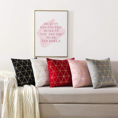 Pack of 2 Throw Pillow Covers Cases - Square Cushion Covers 18"x18" - Pink/gold