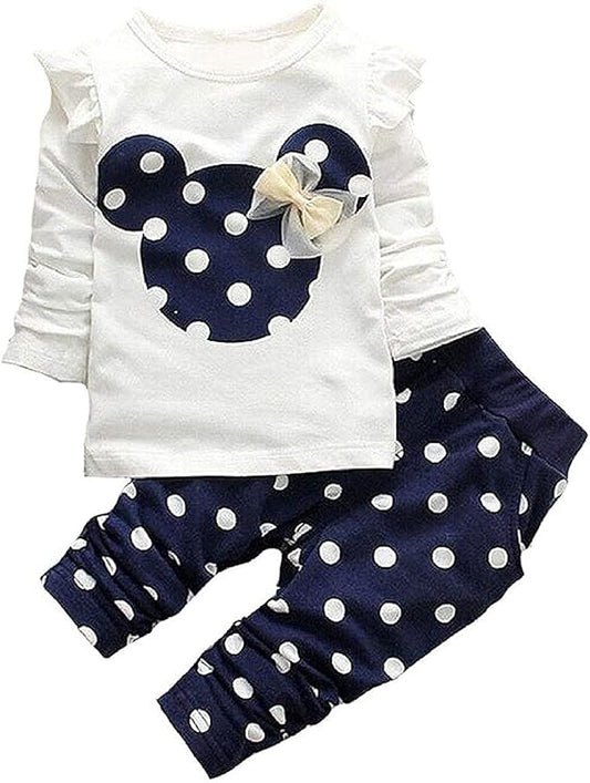 Baby Girl Clothes, 3 Pieces Long Sleeved Cute Toddler Infant Outfits Kids Tops and Pants Set