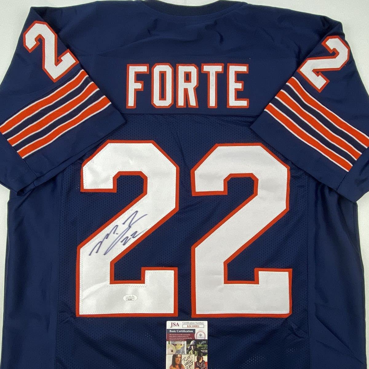 Autographed/Signed Matt Forte Chicago Blue Football Jersey JSA COA