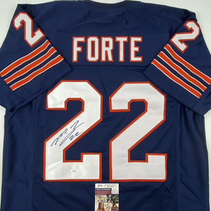 Autographed/Signed Matt Forte Chicago Blue Football Jersey JSA COA