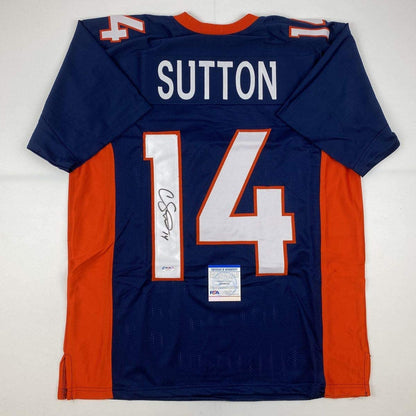 Autographed/Signed Courtland Sutton Denver Blue Football Jersey PSA/DNA COA